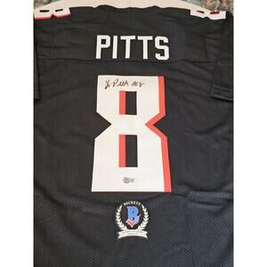 Kyle Pitts Autographed/Signed Jersey Beckett Sticker Black Custom Jersey
